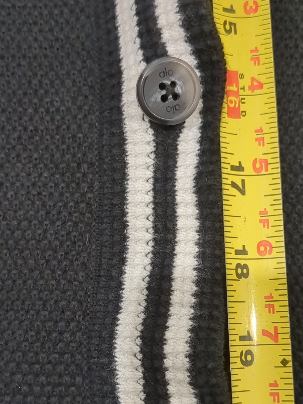 Alo Tennis Sweater Cardigan Black And Ivory Medium - Picture 9 of 9